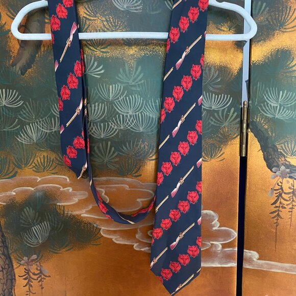 Celine Paris Fox Run Silk Tie - Picture 1 of 3